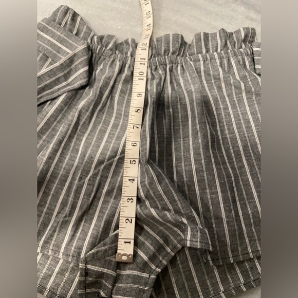 Love Tree Tilly’s Size L Paper Bag Gray Striped Belted Tie Waist Pull On Shorts - Picture 7 of 9